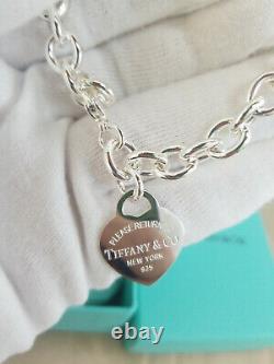 Retour À Tiffany & Co. Heart Tag Charm Bracelet 925 Sterling Argent