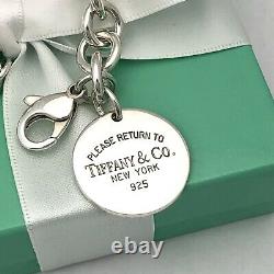 Revenir À Tiffany & Co. Round Tag Bracelet Charm 925 Sterling Silver Authentic