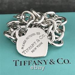 S’il Vous Plaît Revenir À Tiffany & Co Sterling Silver Heart Tag Charm Bracelet