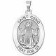 Saint Cono Oval Médaille Religieuse Solide Or Jaune Ou Blanc 14k, Argent Sterling