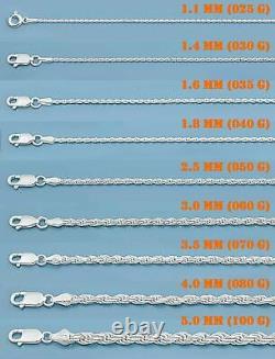 Solid 925 Argent Sterling Italien Diamond Cut Rope Chain Collier Bracelet Italie