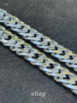 Solide 925 Argent Sterling Double Curb Collier Chaîne Cubaine / Bracelet Link