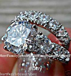 Solide 925 Sterling Silver Round Cut Engagement Ring Wedding Set Taille 4 5 6 7 8 9