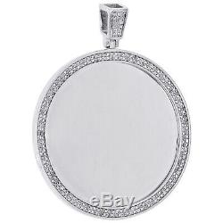Sterling Silver Diamond Medallion Image Mémoire Cadre Pendentif 2.3 Charme 1/2 Ct