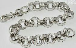 Sterling Silver Ladies Belcher Bracelet Pierre Set 7,5 Pouces