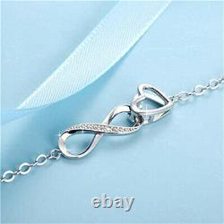 Sterling Silver Réglable Infinity Love Heart Anklets Bracelet Cadeaux De Noël