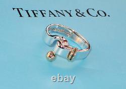 Tiffany & Co 18 Ct Or Et Argent Sterling 925 Hook & Eye Band Ring Prc £525