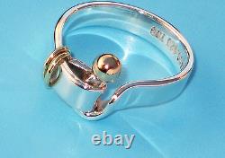 Tiffany & Co 18 Ct Or Et Argent Sterling 925 Hook & Eye Band Ring Prc £525