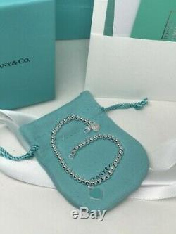 Tiffany & Co 925 En Argent Massif Coeur Tag Bracelet Avec Boîte, Sac, Pochette