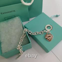 Tiffany & Co. Argent 925 7.5 Coeur Tag Charm Bracelet
