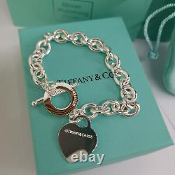 Tiffany & Co. Argent 925 7.5 Coeur Tag Charm Bracelet