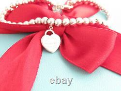 Tiffany & Co Argent 925 Coeur Retour À Mini Bracelet Perle 7,5