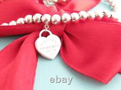 Tiffany & Co Argent 925 Coeur Retour À Mini Bracelet Perle 7,5