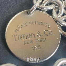 Tiffany & Co. Argent Sterling 925 Retour À L'étiquette Ronde Bracelet De Charme Non Box Sv