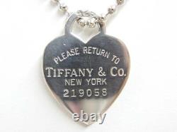Tiffany & Co. Argent Sterling Retour À Tiffany Heart Tag Collier À Chaîne De Boule