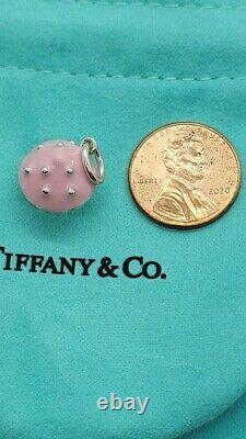 Tiffany & Co. Femme Sterling Argent Rose Émail Cupcake Charme $260 Nouveau