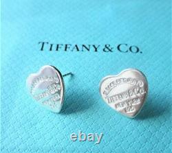 Tiffany & Co. Retour Vers Le Cœur Boucles D'oreilles Sterling Argent 925 Utilisé No Box