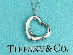 Tiffany & Co Sterling Silver Elsa Peretti Collier Pendentif Coeur Ouvert