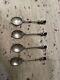 Ultra Rare Marked Vintage Sterling Silver Spoons Ensemble De 4 Décors Minéraux Inconnus