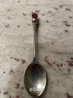 Ultra Rare Marked Vintage Sterling Silver Spoons Ensemble De 4 Décors Minéraux Inconnus