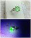 Uranium Glass Square 925 Sterling Silver Ring Taille 7