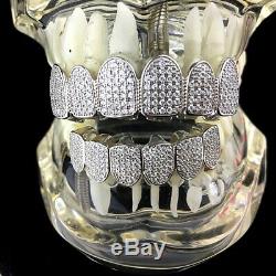 Véritable Argent 925 Grillz Cz Micro Pave Iced Bling Pre-made Grills Set