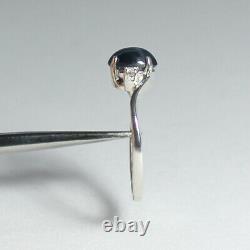 Véritable Blue Star Sapphire Ring Sterling Silver 925 / Sapphire Accent / Coupe Ovale