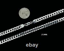 Véritable chaîne de collier ou de bracelet en argent massif 925 Sterling CUBAIN pour hommes et femmes
