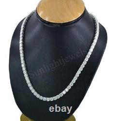 Véritable collier de chaîne de tennis en argent sterling 925 avec diamants blancs taillés en rond de 5 mm