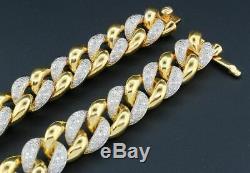 Vrai Diamant Miami Cuban Chain Hommes En Argent Sterling 11mm Collier Lien 8 Ct