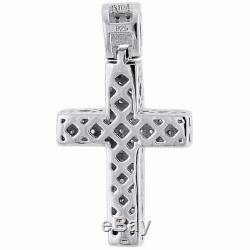 Vrai Diamant Pendentif Croix Mini Jésus. Argent 925 Charm Pave 0.33 Ct