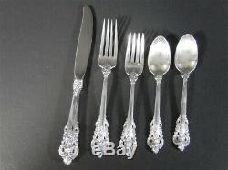 Wallace Grand Baroque Argent Sterling 5 Pc. Place Setting Couteau 2 Fourchettes 2 Cuillères