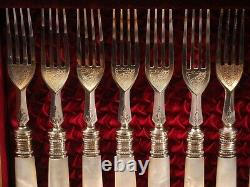 William Beatson & Sons Sheffield Band Mother Pearl Silver Plate Flatware Sterling