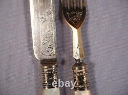 William Beatson & Sons Sheffield Band Mother Pearl Silver Plate Flatware Sterling